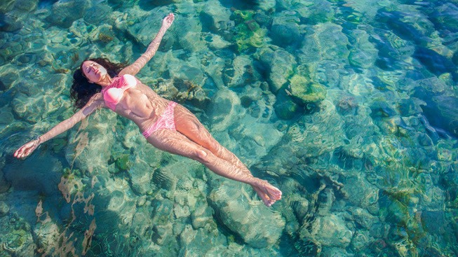 Women floating in the water